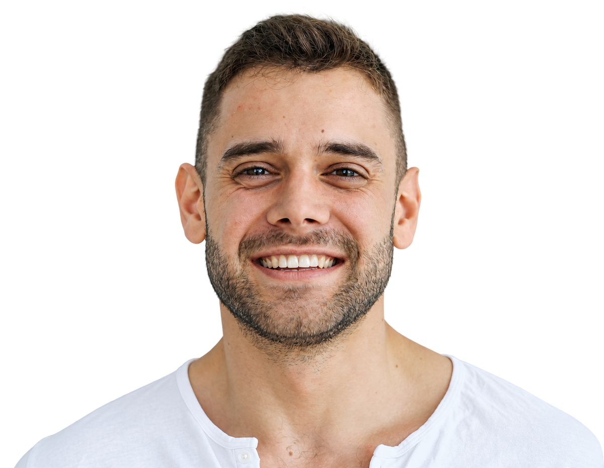 Smiling man enjoying his daily routine