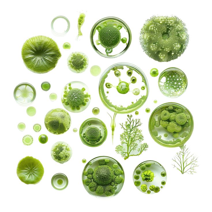 Scientific illustration of microbes representing the vaginal microbiome and the balance of beneficial bacteria in cervical health.